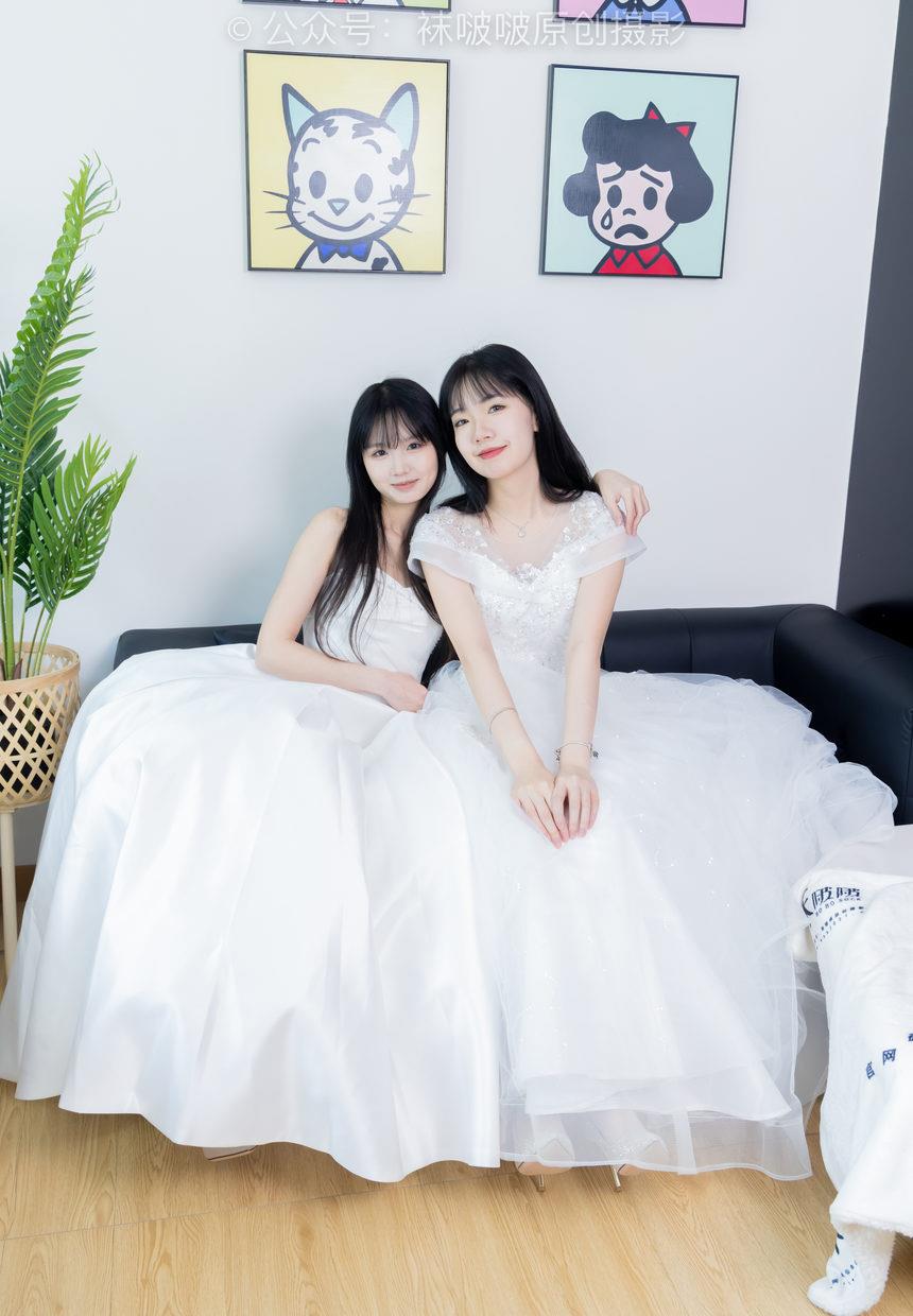 [BoBoSocks袜啵啵]NO.510 小甜豆&甜甜圈-两双高跟鞋、薄肉丝、薄白丝、婚纱主题、互相帮对方腿脚涂抹[172P+1V／7.02GB]