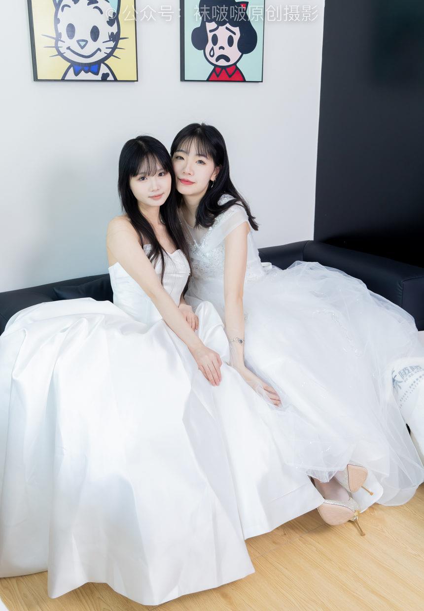 [BoBoSocks袜啵啵]NO.510 小甜豆&甜甜圈-两双高跟鞋、薄肉丝、薄白丝、婚纱主题、互相帮对方腿脚涂抹[172P+1V／7.02GB]